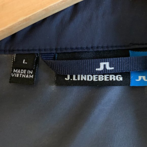 J. Lindeberg Light Packable Golf Jacket Blue Navy Large EXCELLENT - Picture 2 of 4